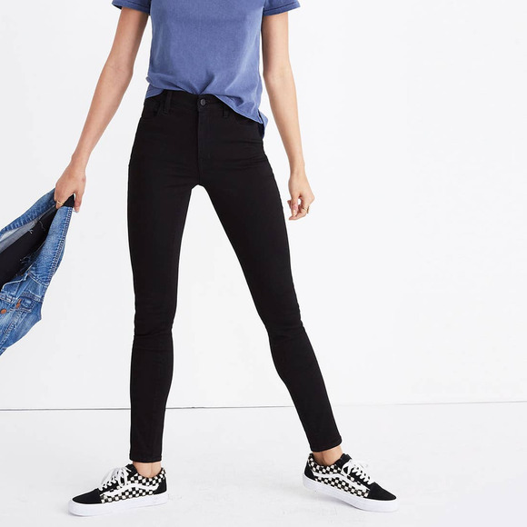 Madewell Roadtripper Jeans Women's 25 Bennett Black Mid Rise Skinny Leg Stretch - Picture 1 of 9